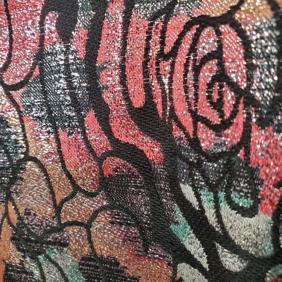 Asos Curve Metallic Dress Size 16 Floral on Black Knee Length Shift Party - Picture 8 of 10